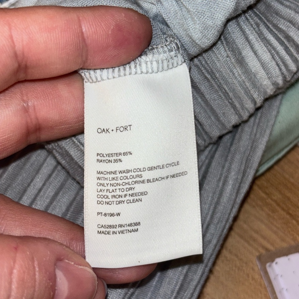 Oak + Fort Misty Blue Ribbed Lounge Pants | Elastic Waist | Small - Picture 3 of 9